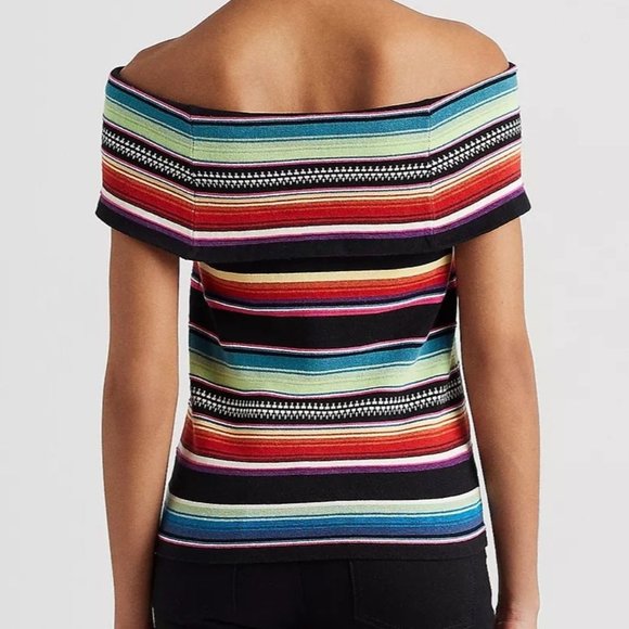 LAUREN RALPH LAUREN Striped Off-Shoulder Sweater Multi Color - NWT - Picture 3 of 4